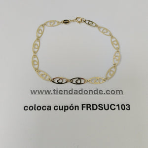 PULSERA TEJIDO ESPECIAL CON CORAZON 14K 18 CM 1.4 GR (NUEVO)