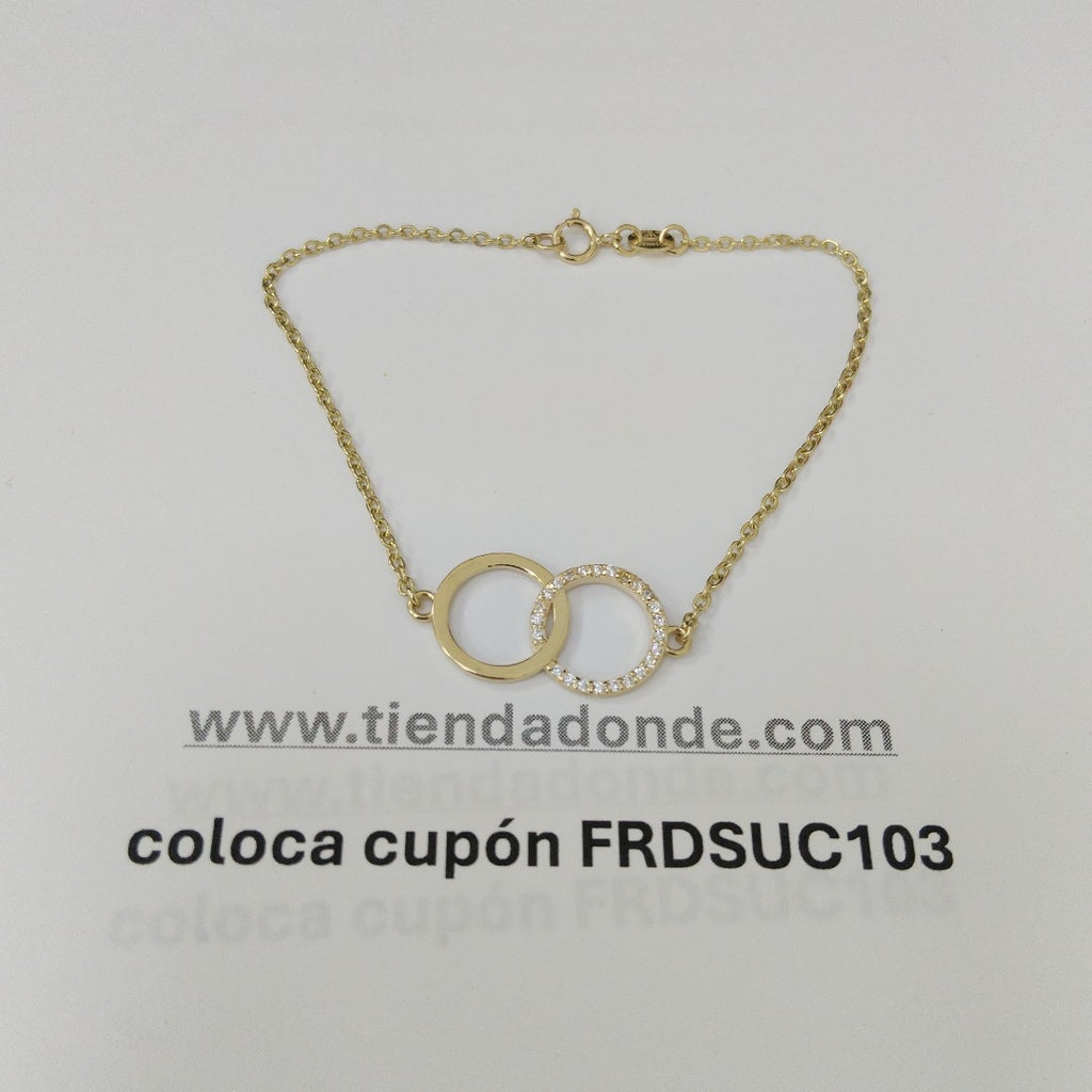 PULSERA TEJIDO ESPECIAL FIG AROS UNIDOS C CIRCS 14K 18 CM 2.1 GR (NUEVO)