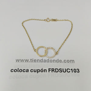 PULSERA TEJIDO ESPECIAL FIG AROS UNIDOS C CIRCS 14K 18 CM 2.1 GR (NUEVO)