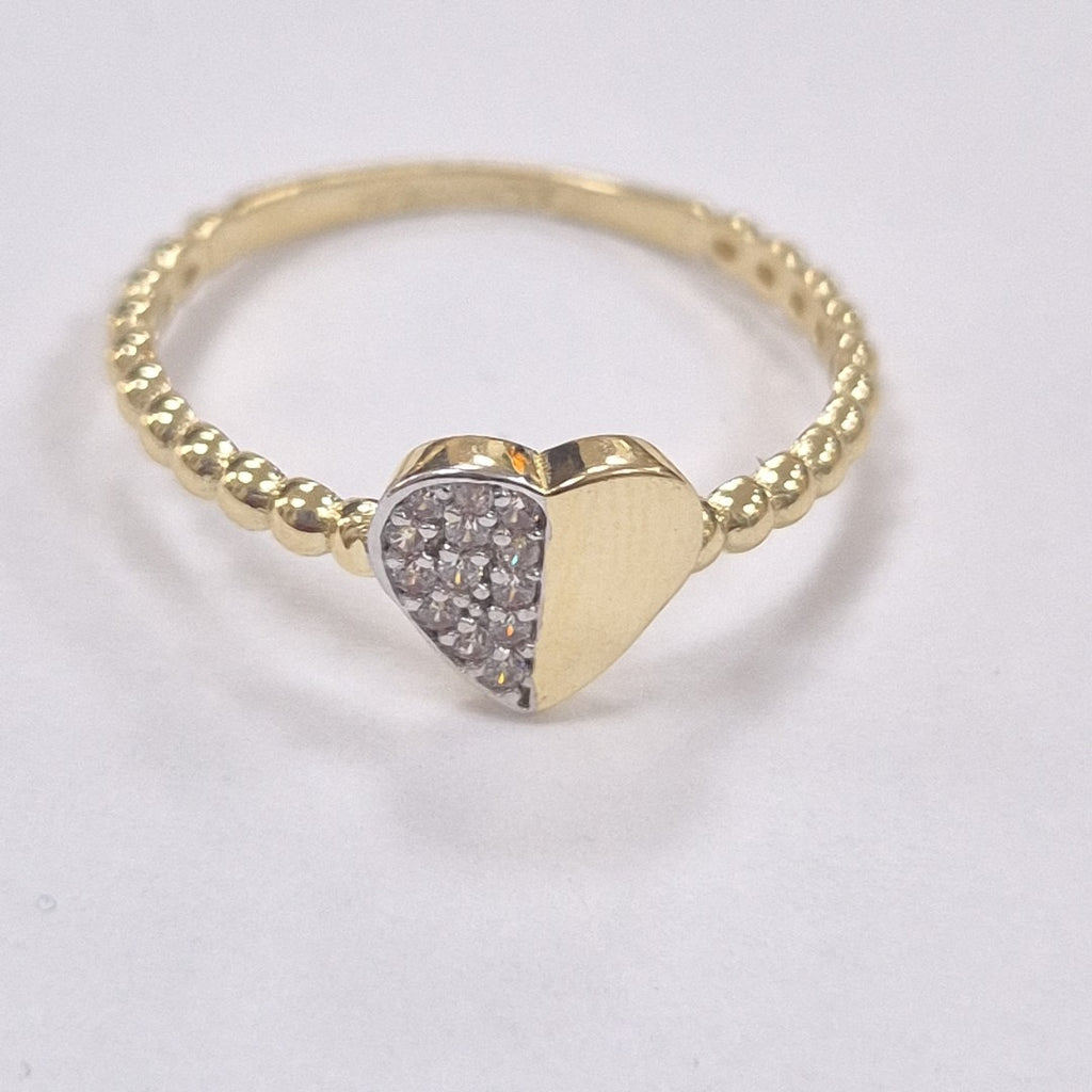 ANILLO ANILLITO FIG CORAZON C CIRCONIAS 14K 7 TALLA 1.6 GR (NUEVO)