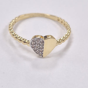 ANILLO ANILLITO FIG CORAZON C CIRCONIAS 14K 7 TALLA 1.6 GR (NUEVO)