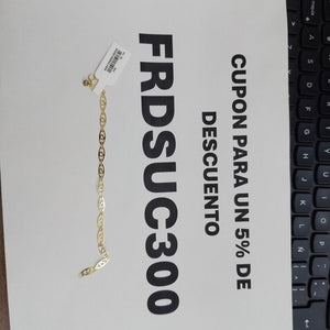 PULSERA TEJIDO ESPECIAL CON CORAZON 14K 18 CM 1.3 GR (NUEVO)