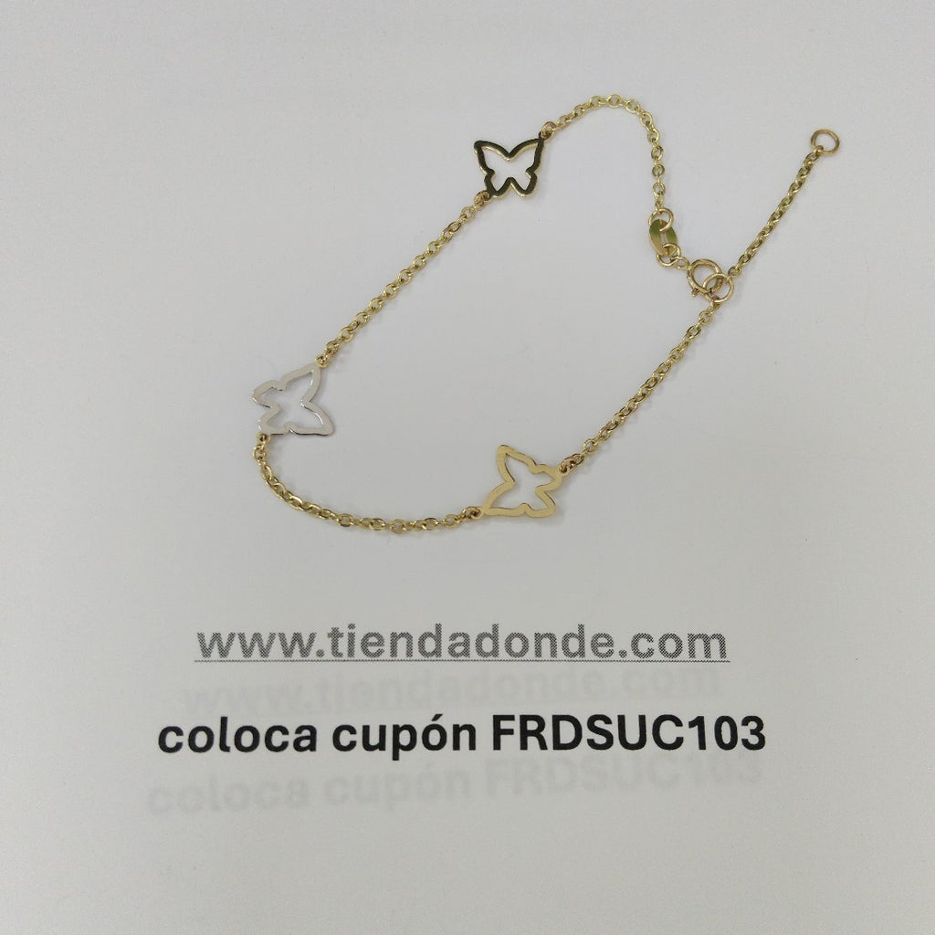 PULSERA ESPECIAL C MARIPOSAS 14K 18 CM 1.7 GR (NUEVO)