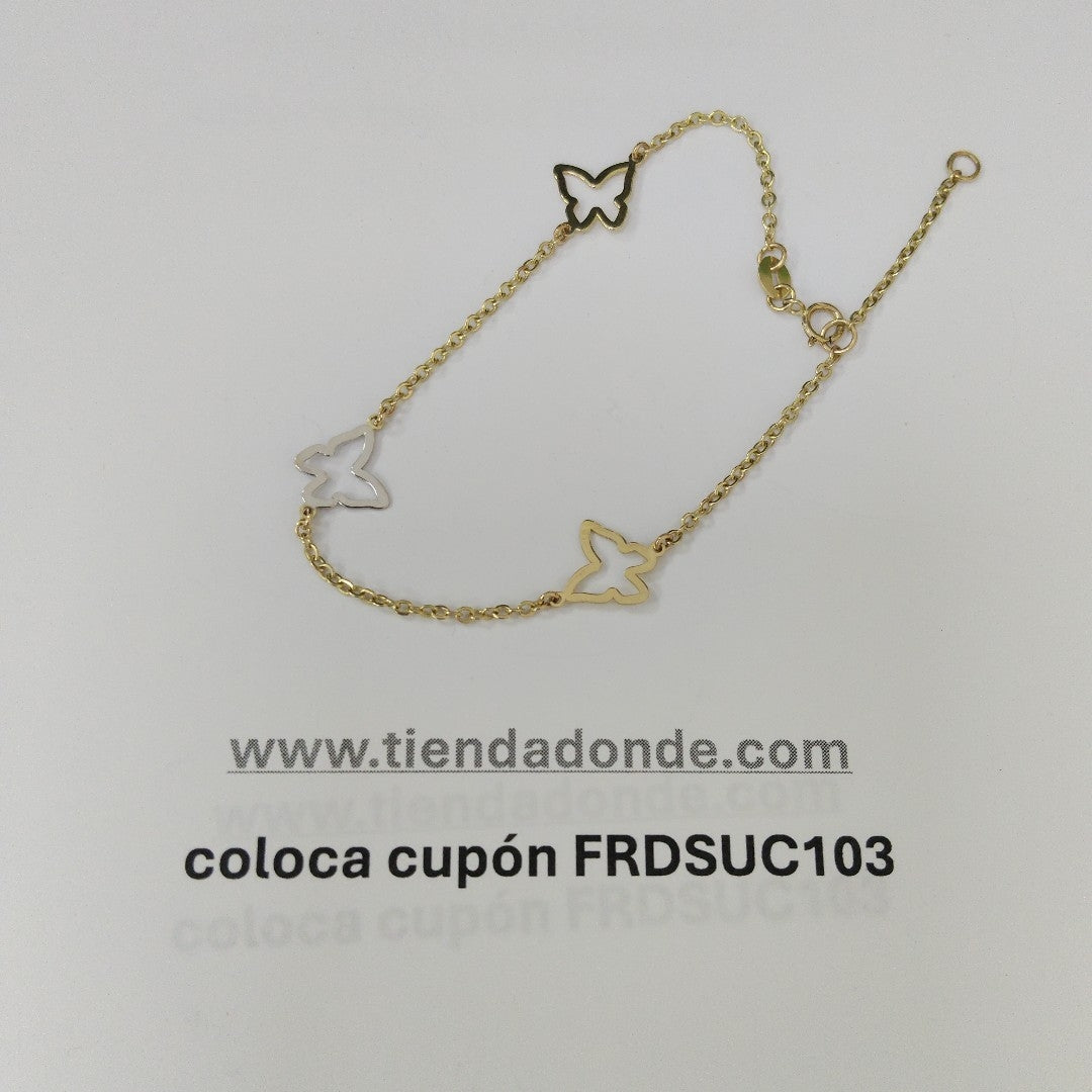 PULSERA ESPECIAL C MARIPOSAS 14K 18 CM 1.7 GR (NUEVO)