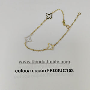 PULSERA ESPECIAL C MARIPOSAS 14K 18 CM 1.7 GR (NUEVO)