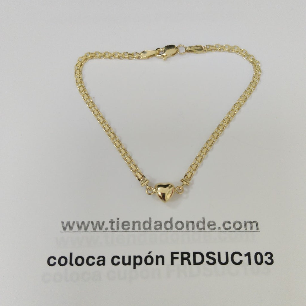PULSERA ESPECIAL C CORAZON 14K 18 CM 2.7 GR (NUEVO)
