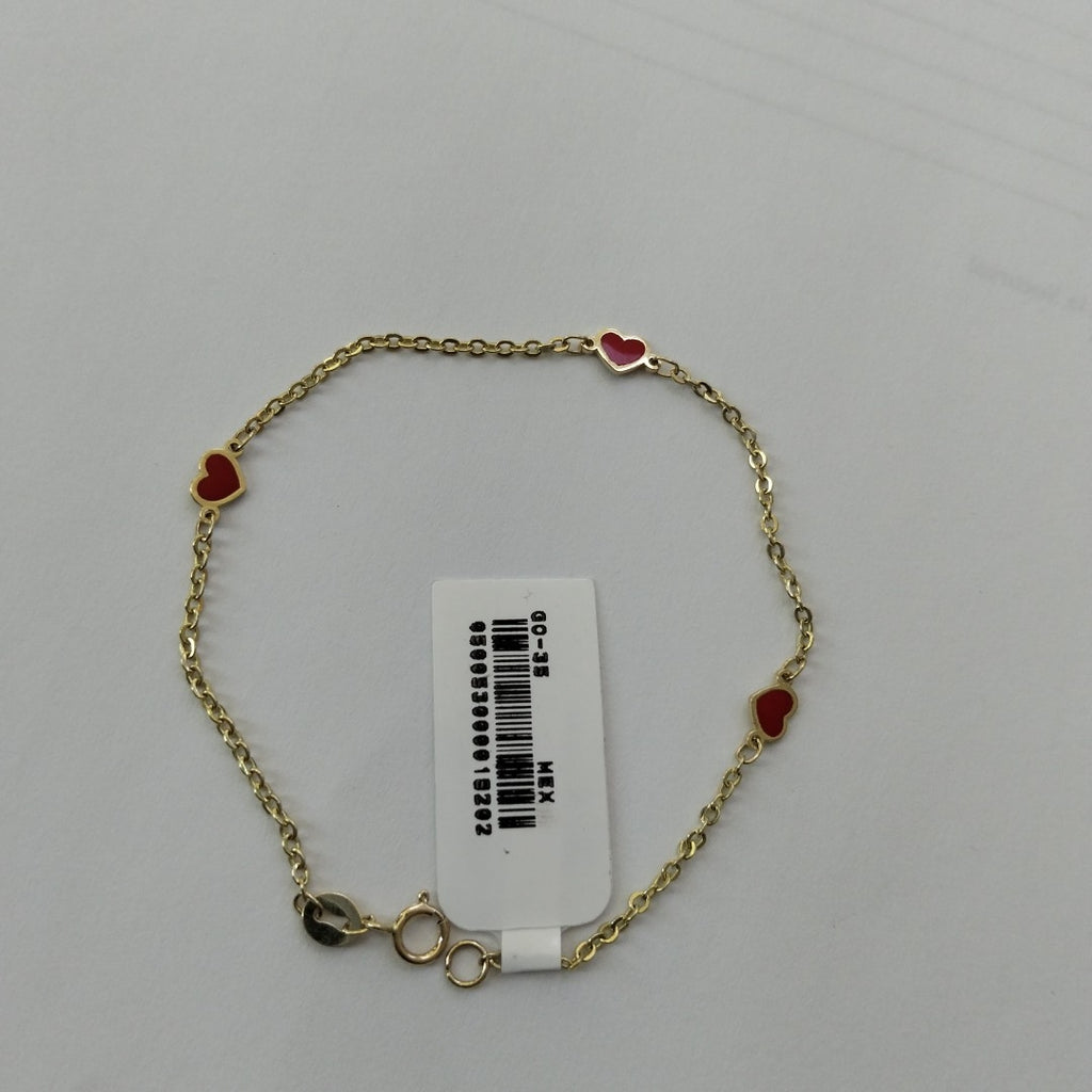 PULSERA ESPECIAL CON CORAZONES 14K 18 CM 1.4 GR (NUEVO)
