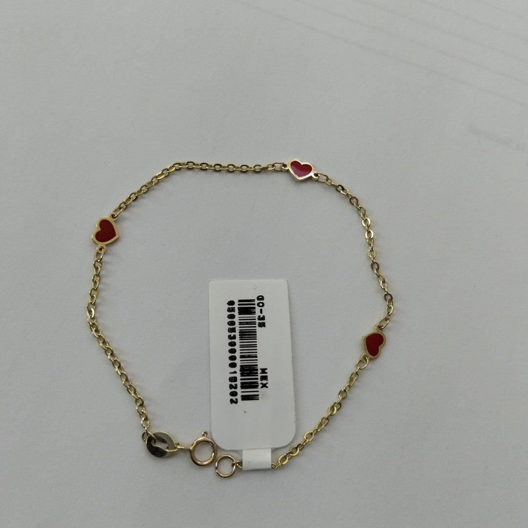 PULSERA ESPECIAL CON CORAZONES 14K 18 CM 1.4 GR (NUEVO)