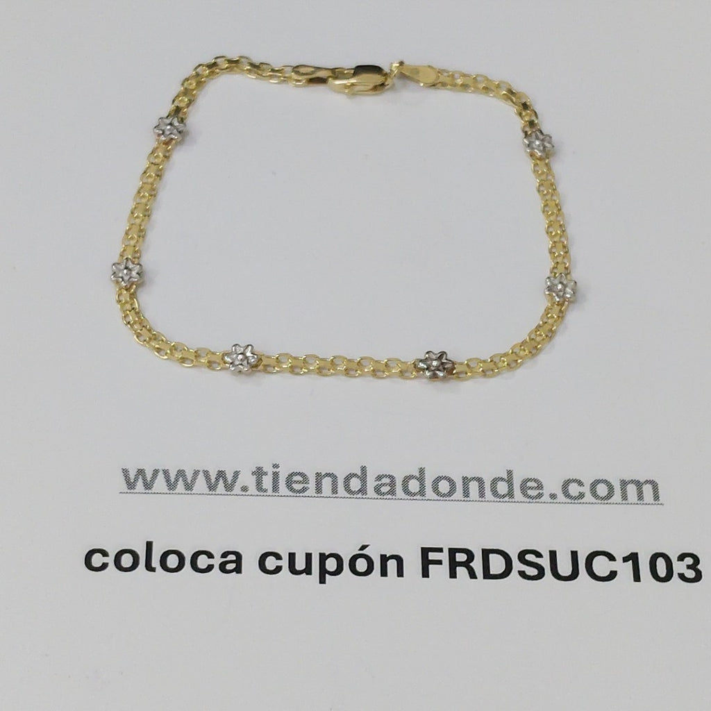 PULSERA ESPECIAL C FLORES 14K 18 CM 2.9 GR (NUEVO)