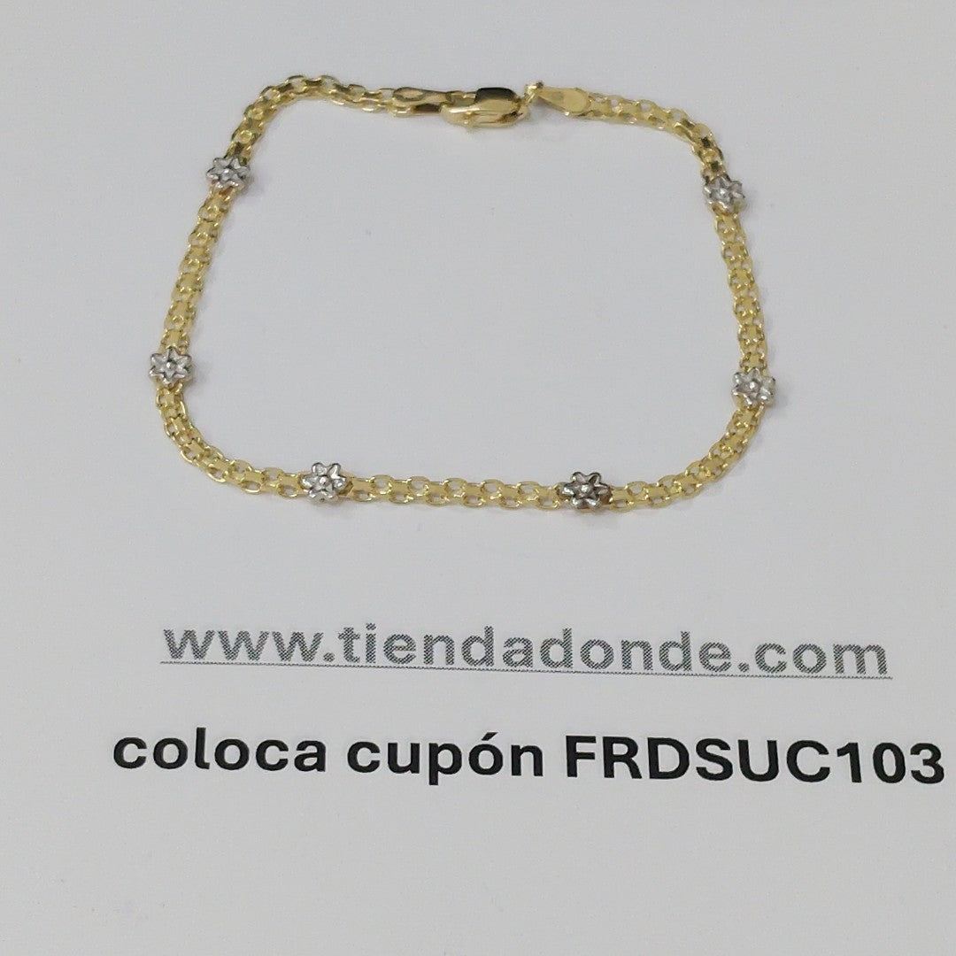 PULSERA ESPECIAL C FLORES 14K 18 CM 2.9 GR (NUEVO)