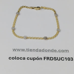 PULSERA ESPECIAL C FLORES 14K 18 CM 2.9 GR (NUEVO)