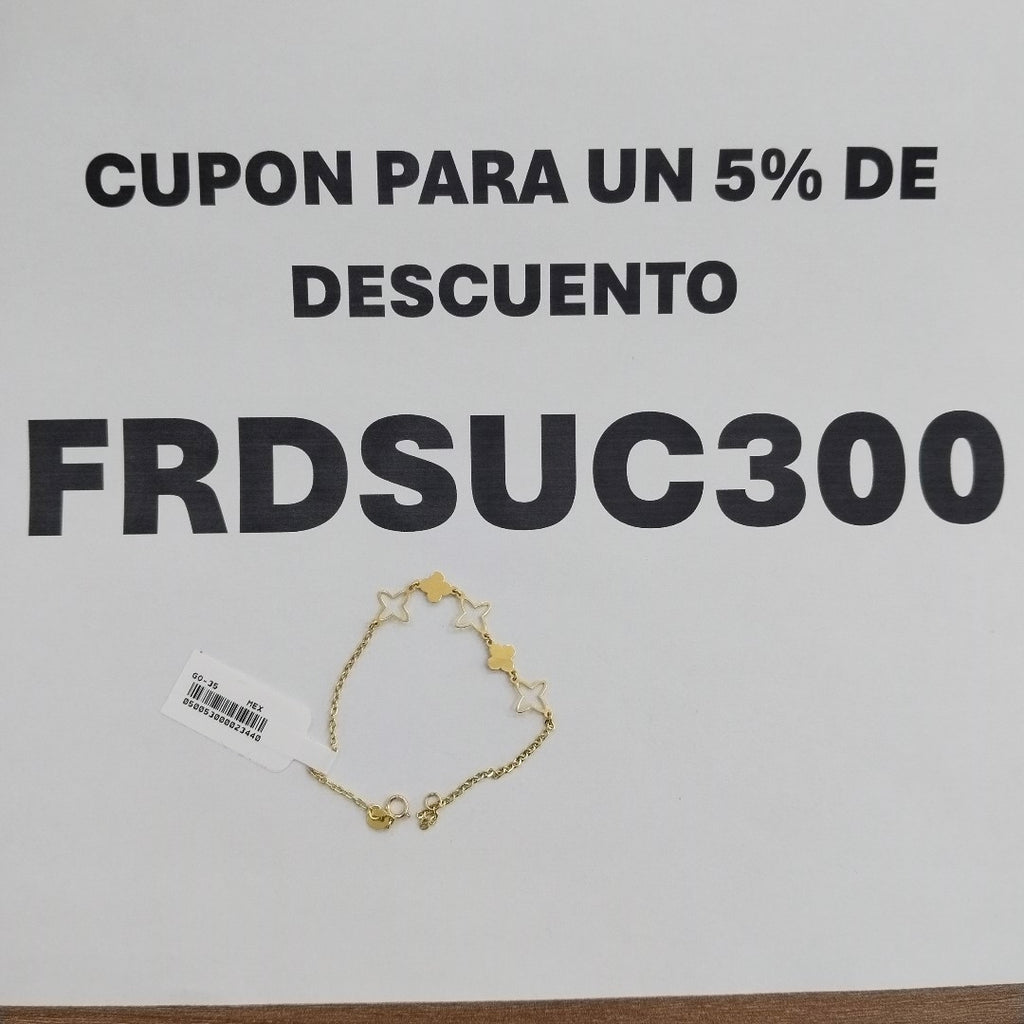 PULSERA TEJIDO ESP CON TREBOL 14K 18 CM 1.5 GR (NUEVO)