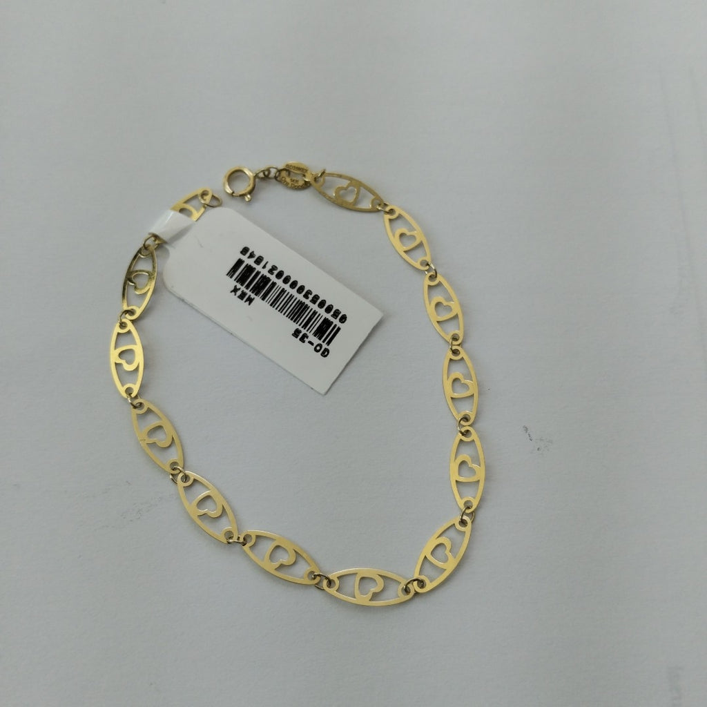 PULSERA TEJIDO ESPECIAL CON CORAZON 14K 18 CM 1.3 GR (NUEVO)
