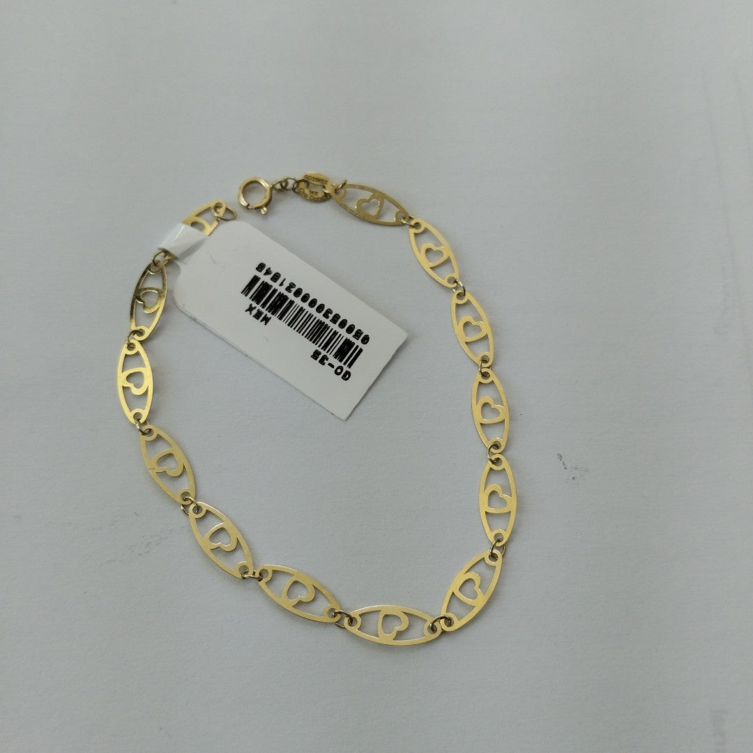 PULSERA TEJIDO ESPECIAL CON CORAZON 14K 18 CM 1.3 GR (NUEVO)