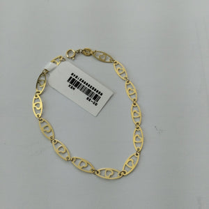 PULSERA TEJIDO ESPECIAL CON CORAZON 14K 18 CM 1.3 GR (NUEVO)