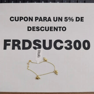 PULSERA ESPECIAL CON DIJES ELEFANTES 10K 18 CM 2.1 GR (NUEVO)