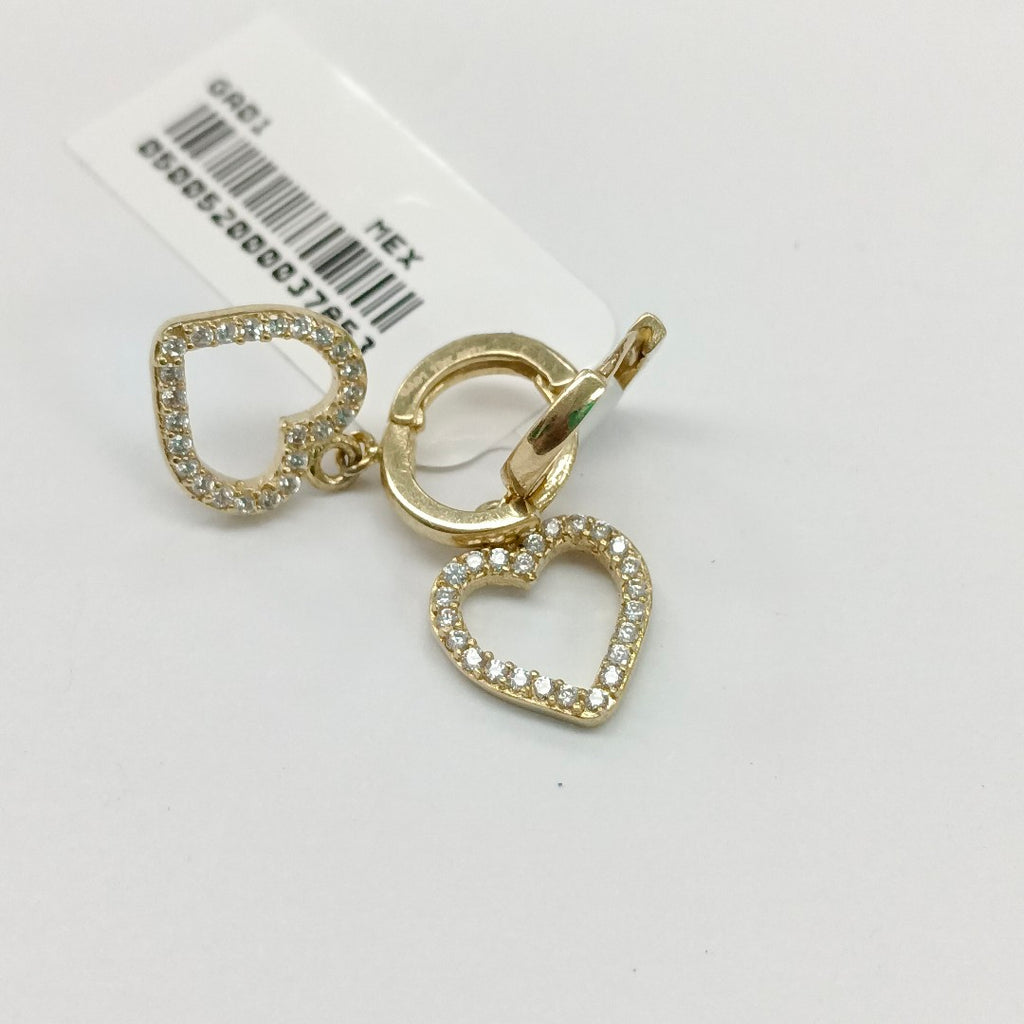 ARETES FIG CORAZON C CIRCONIAS 10K 2.5 GR (NUEVO)