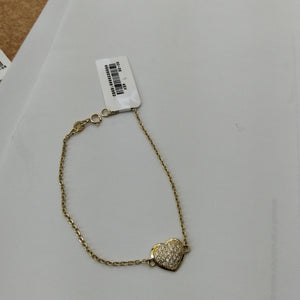 PULSERA TEJIDO ESPECIAL C CORAZON CIRCONIAS 14K 18 CM 2 GR (NUEVO)