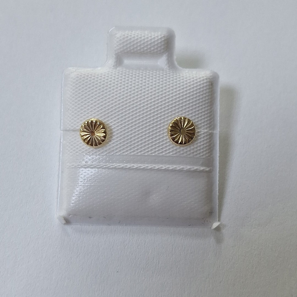 BROQUELES BROQUEL FIG BOTON RAYADO 14K 0.1577 GR (NUEVO)