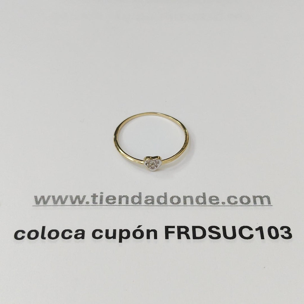 ANILLO ANILLITO CORAZON C CIRCONIA 14K 9 TALLA 0.9 GR (NUEVO)