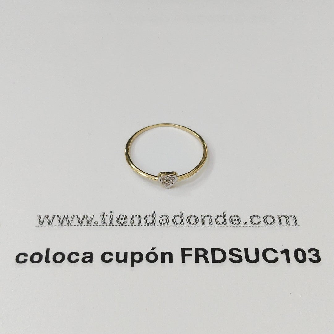 ANILLO ANILLITO CORAZON C CIRCONIA 14K 9 TALLA 0.9 GR (NUEVO)