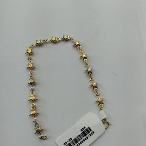 PULSERA TEJIDO ESPECIAL ESTRELLAS COMBINADAS 14K 18 CM 2.1 GR (NUEVO)