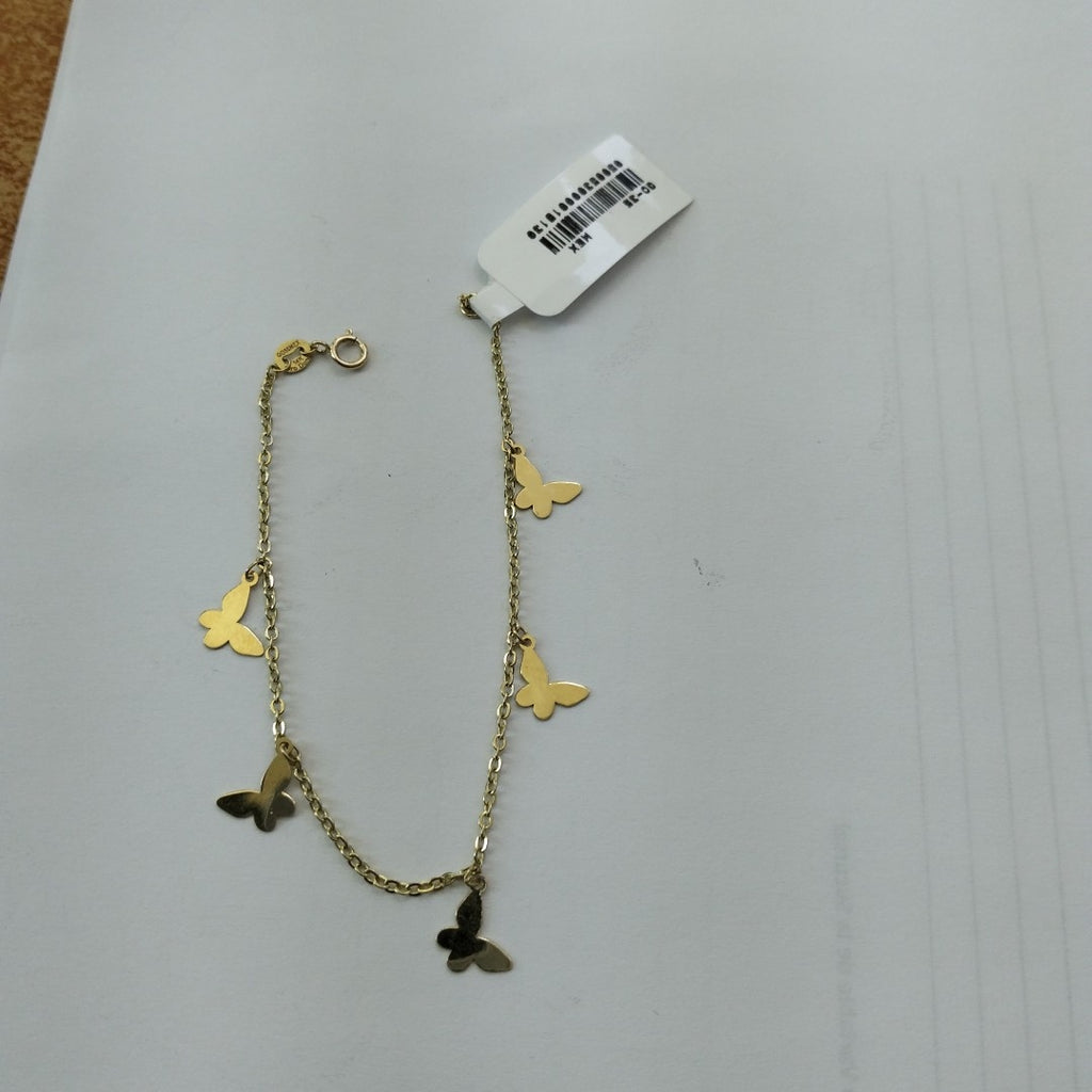 PULSERA ESPECIAL CON MARIPOSAS 14K 18 CM 2 GR (NUEVO)