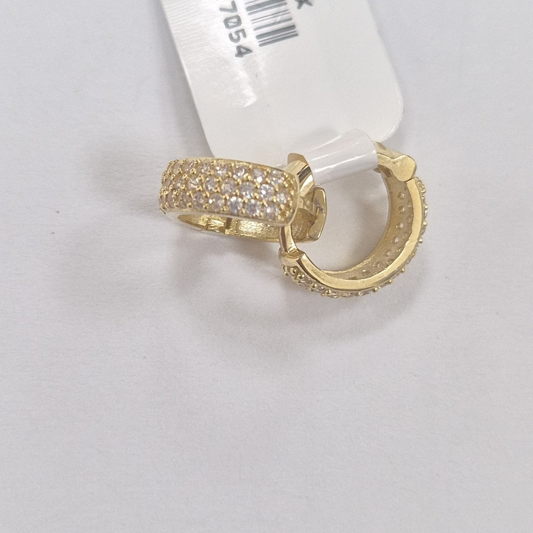 ARETES HUGGIE CON CIRCONIAS 14K 2.1 GR (NUEVO)