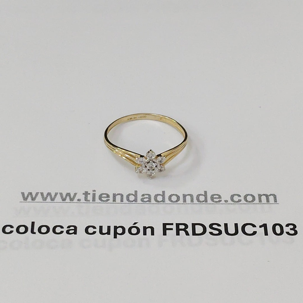ANILLO ANILLITO FLOR C CIRCONIAS 14K 9 TALLA 1.4 GR (NUEVO)