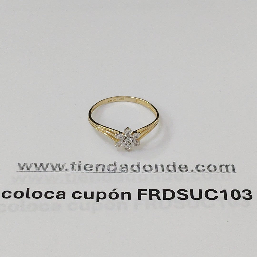 ANILLO ANILLITO FLOR C CIRCONIAS 14K 9 TALLA 1.4 GR (NUEVO)