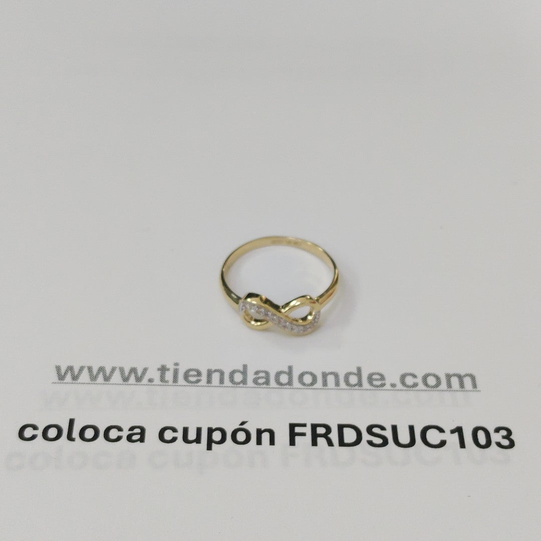 ANILLO ANILLITO FIG INFINITO C CIRCONIAS 14K 7 TALLA 1.5 GR (NUEVO)