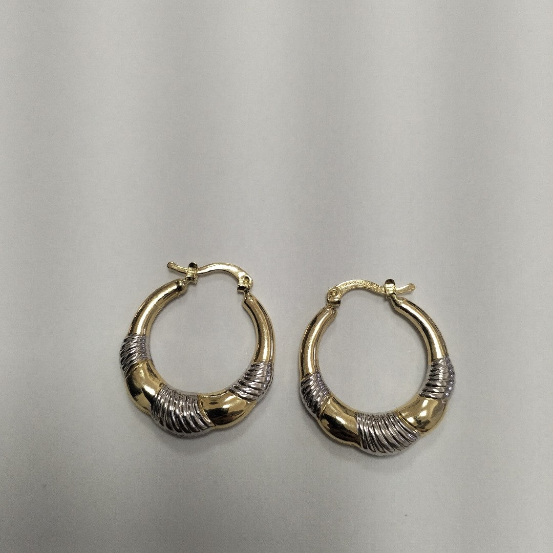 ARETES ARRACADAS HUECAS COMBINADAS 14K 2.6 GR (NUEVO)