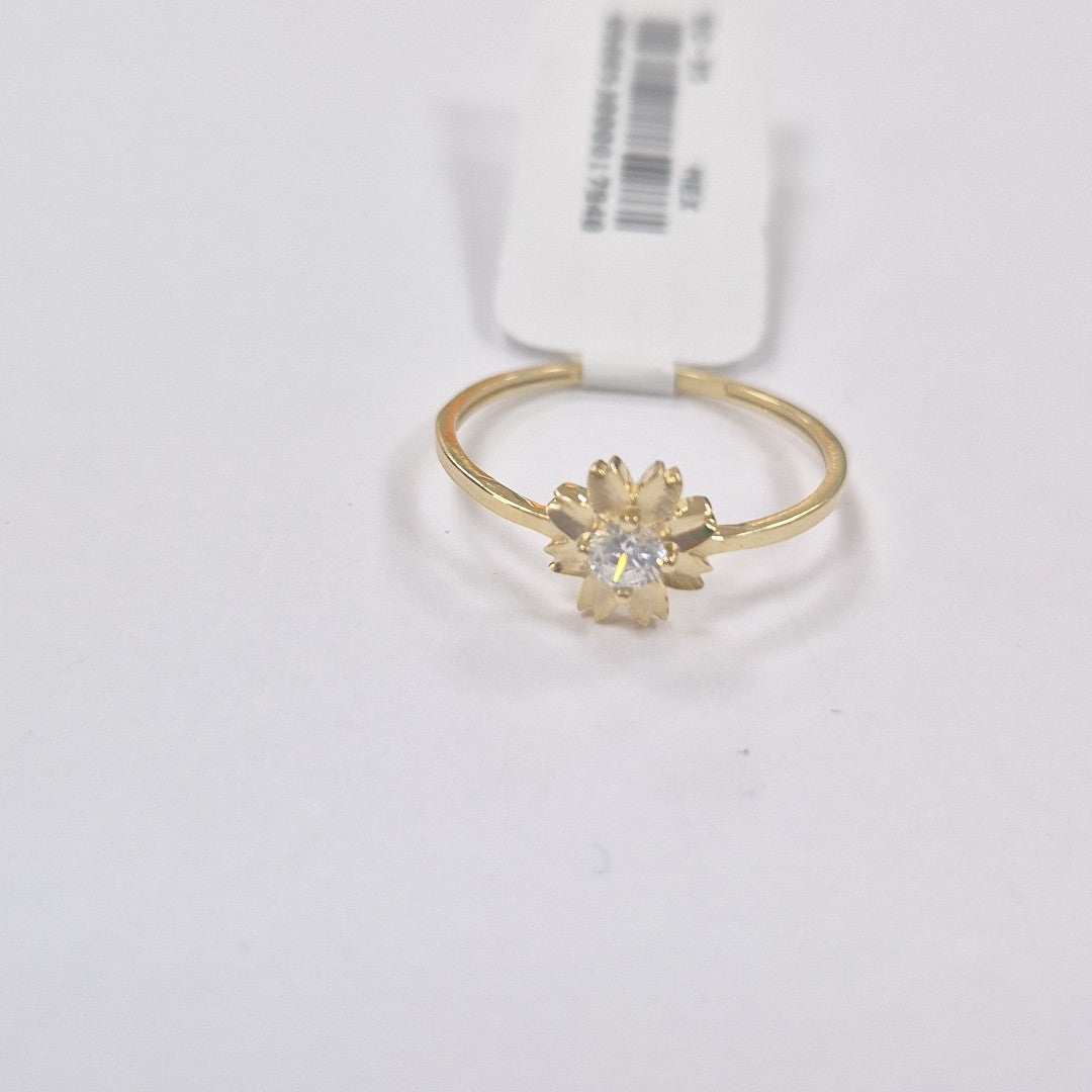 ANILLOS FLOR Y CIRCONIA 14K TALLA 8 1.1 GR (NUEVO)