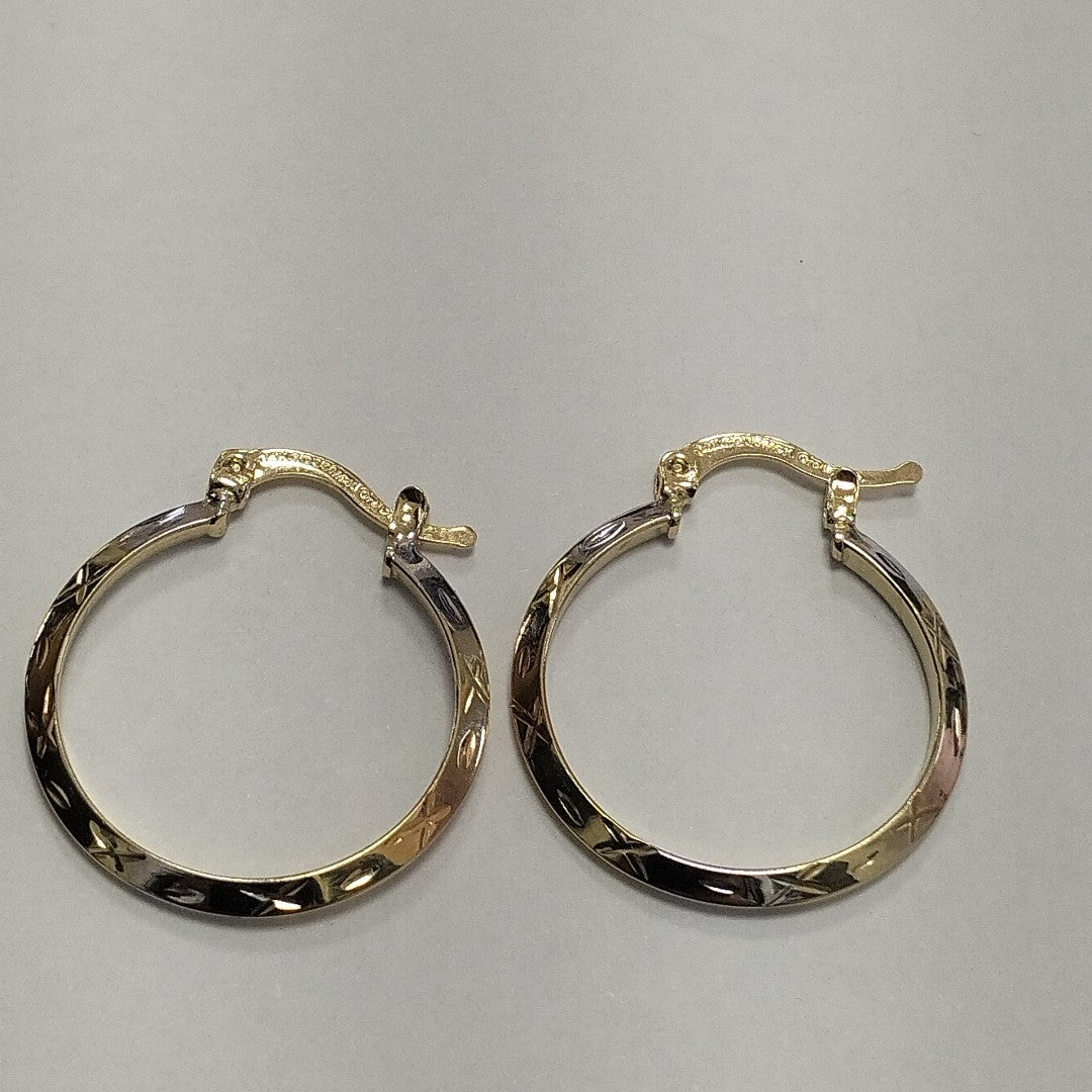 ARETES TEJIDO ARRACADAS BISELADAS COMBINADAS 14K 1.4 GR (NUEVO)