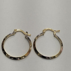 ARETES TEJIDO ARRACADAS BISELADAS COMBINADAS 14K 1.4 GR (NUEVO)