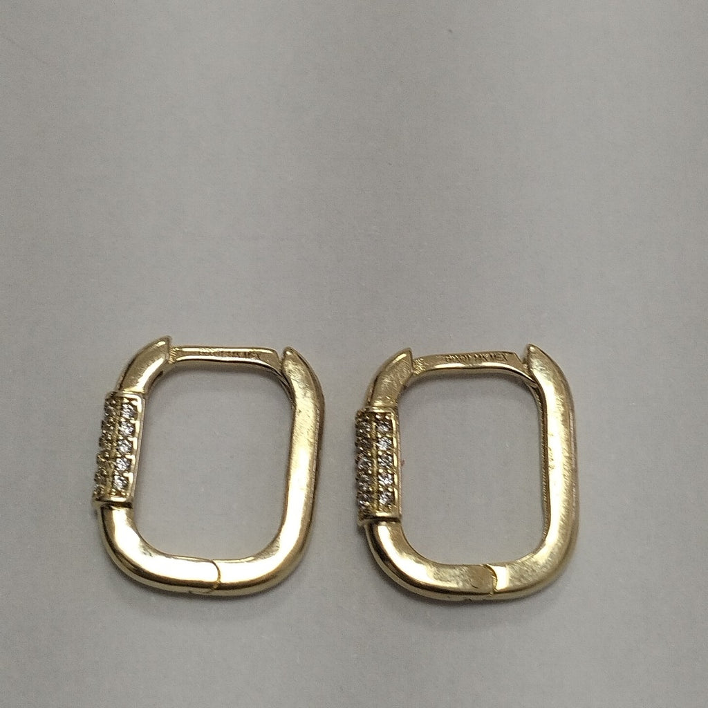 ARETES HUGGIES OVALADA C CIRCONIAS 14K 2.4 GR (NUEVO)