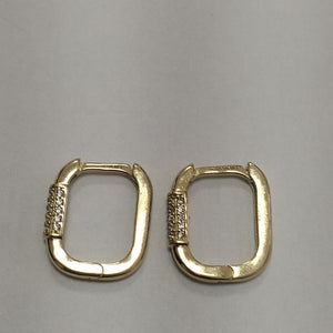ARETES HUGGIES OVALADA C CIRCONIAS 14K 2.4 GR (NUEVO)