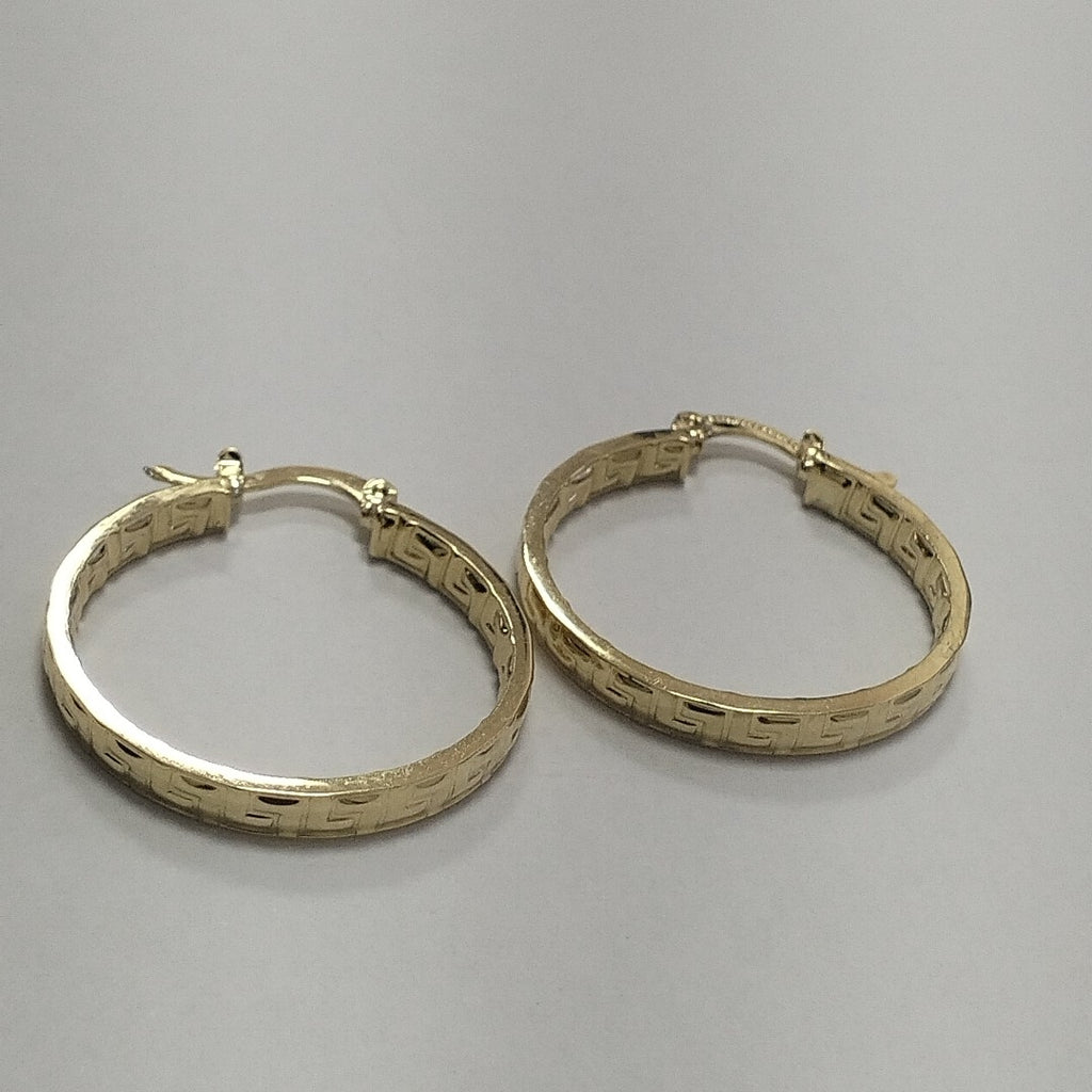 ARETES TEJIDO ARRACADA CON GRECAS 14K 2.7 GR (NUEVO)