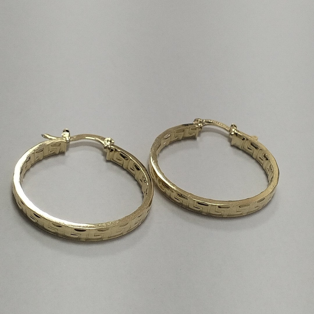 ARETES TEJIDO ARRACADA CON GRECAS 14K 2.7 GR (NUEVO)