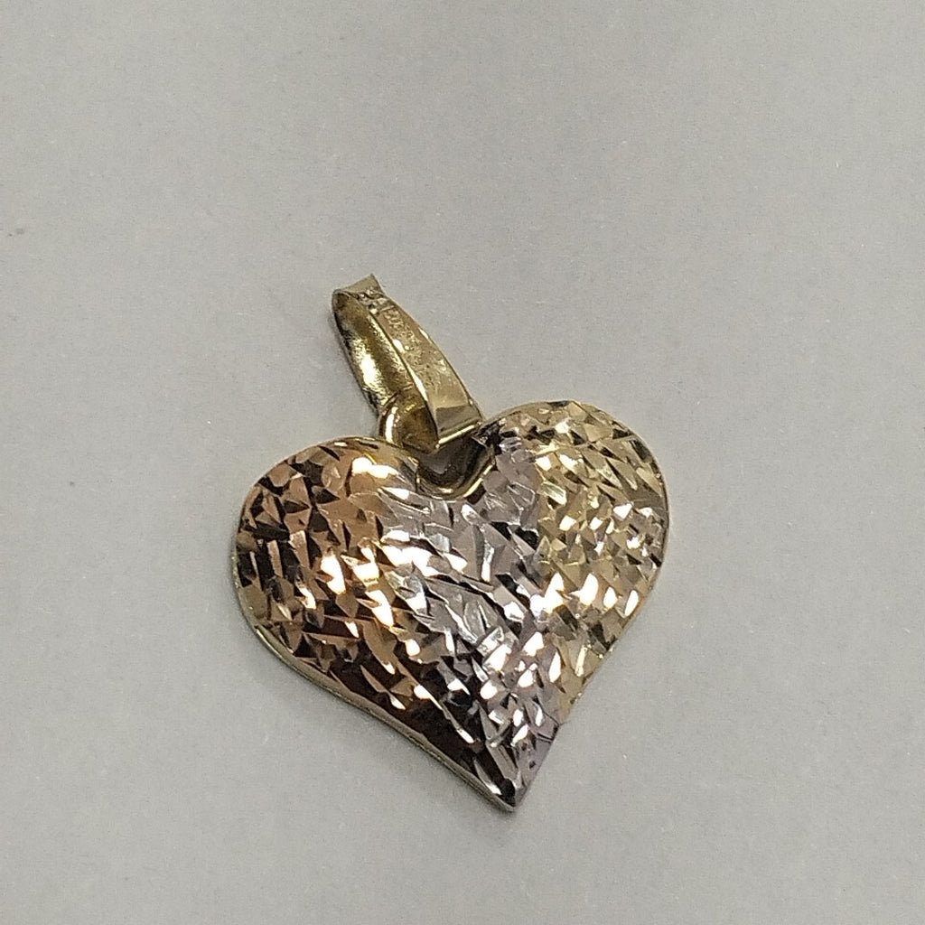 DIJE TEJIDO CORAZON LABRADO COMBINADO 14K 1.3 GR (NUEVO)