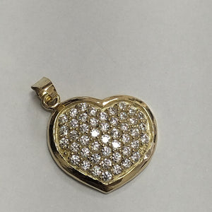 DIJE TEJIDO CORAZON CON CIRCONIAS 14K 1.7 GR (NUEVO)