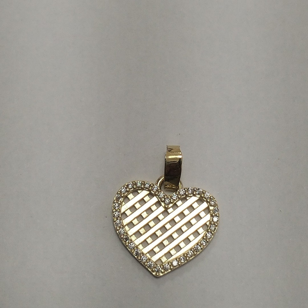 DIJE TEJIDO CORAZON CON CERCO DE CIRCONIAS 14K 1.2 GR (NUEVO)