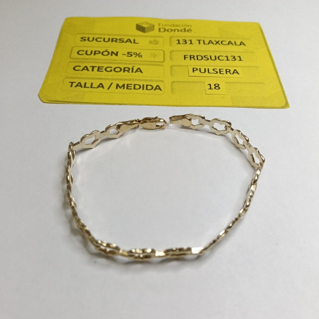 PULSERA ESPECIAL CON CORAZONES 14K 18 CM 4.1 GR (NUEVO)