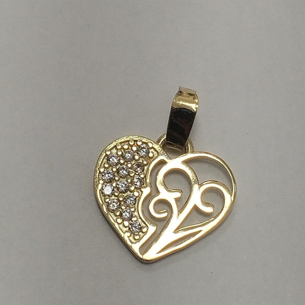 DIJE TEJIDO CORAZON CON CIRCONIAS Y ARBOL DE LA VIDA 14K 0.9 GR (NUEVO)