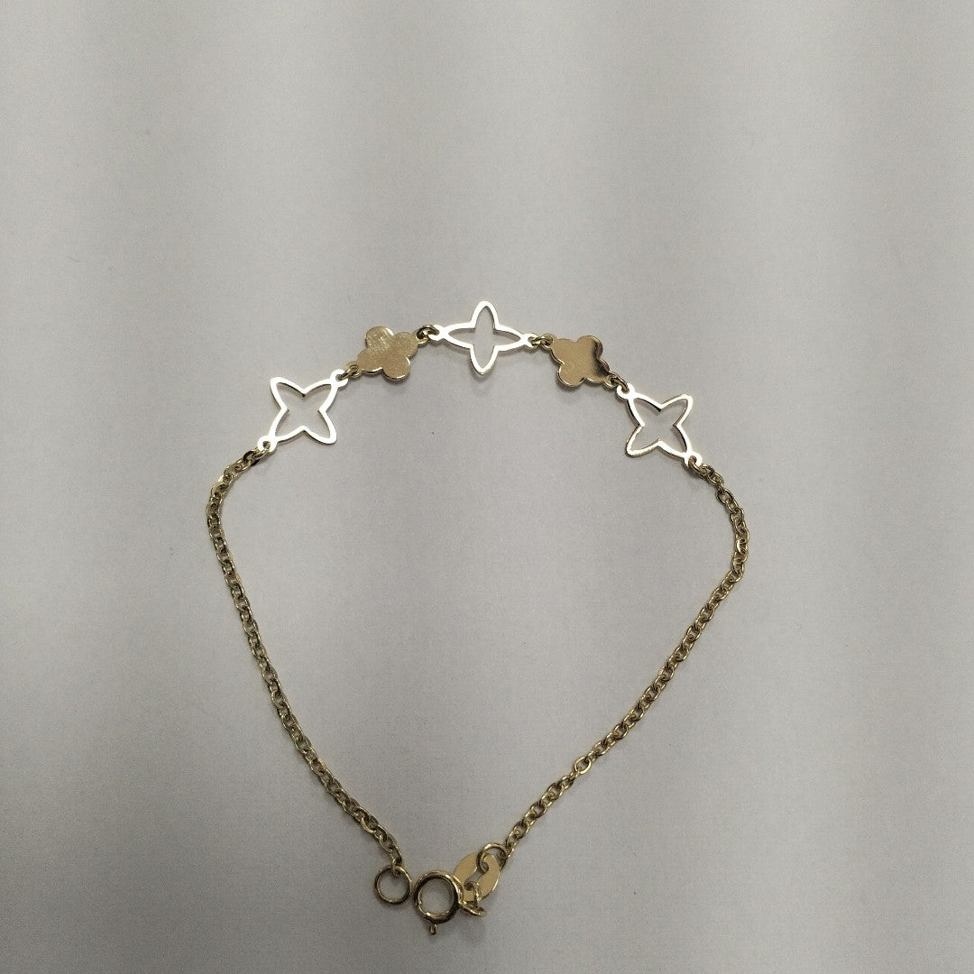 PULSERA TEJIDO ESP CON TREBOL 14K 18 CM 1.5 GR (NUEVO)