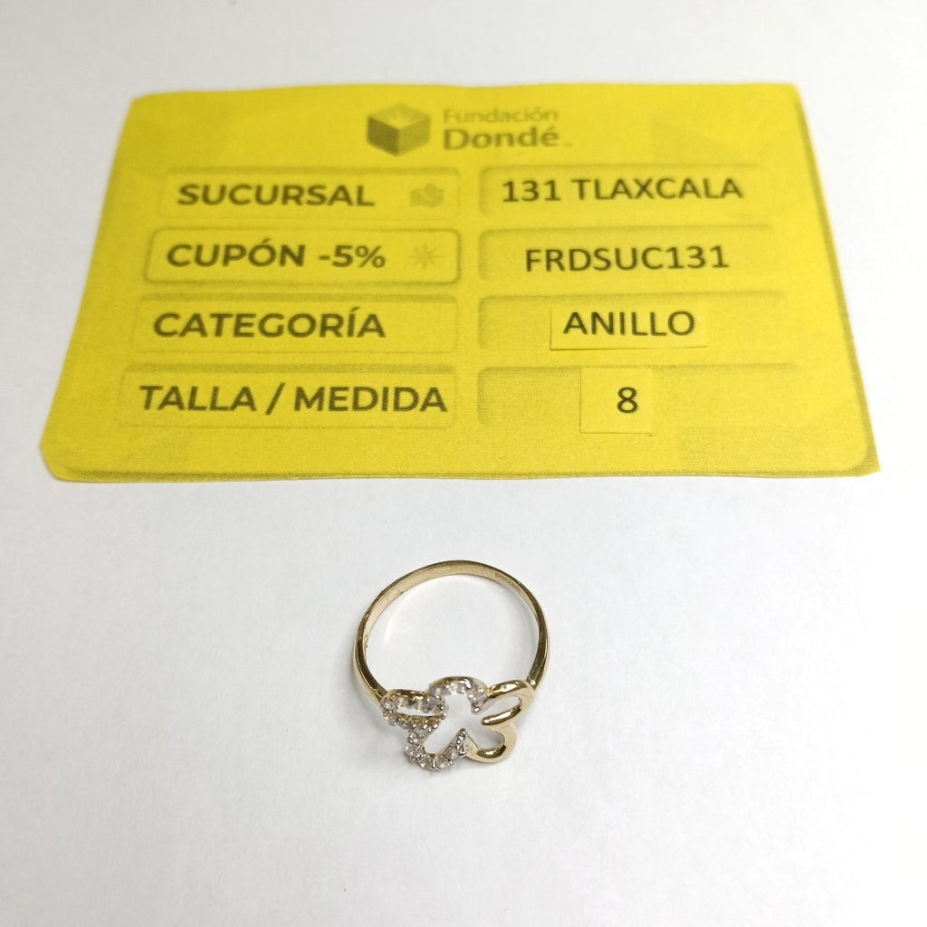ANILLOS FIG FLOR C CIRCONIAS 14K TALLA 8 1.6 GR (NUEVO)