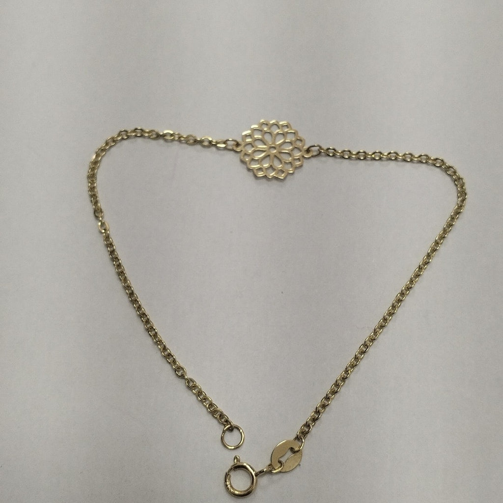 PULSERA TEJIDO ESPECIAL CON MANDALA 14K 18 CM 1.3 GR (NUEVO)