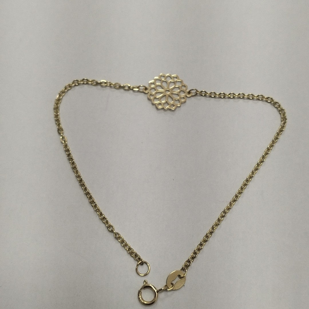 PULSERA TEJIDO ESPECIAL CON MANDALA 14K 18 CM 1.3 GR (NUEVO)