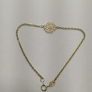 PULSERA TEJIDO ESPECIAL CON MANDALA 14K 18 CM 1.3 GR (NUEVO)