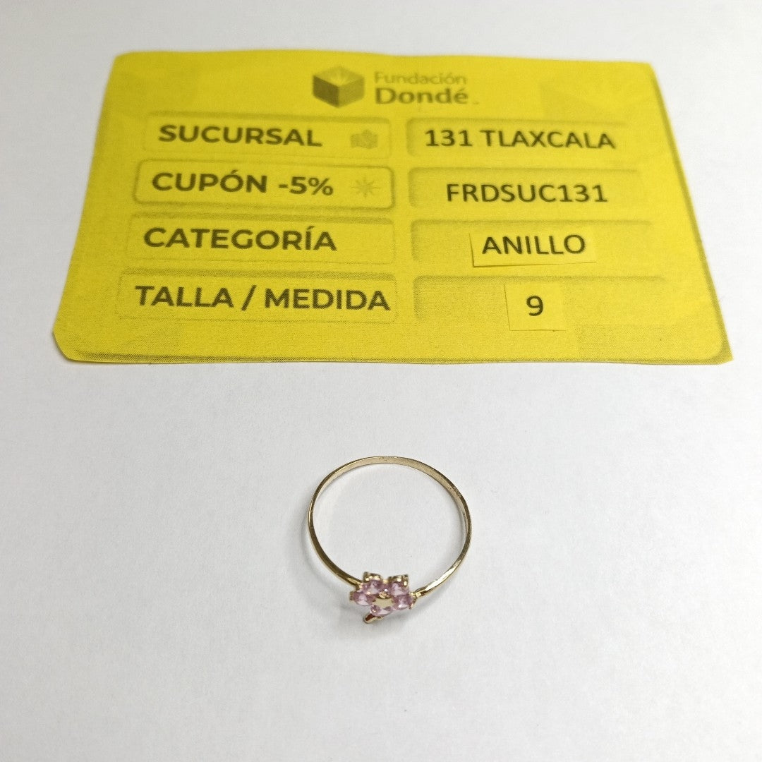 ANILLOS FLOR CON PIEDRA DE COLOR 14K TALLA 9 1 GR (NUEVO)